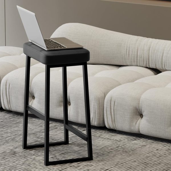 Bar Stool, Counter Height Bar stools,Modern Kitchen Island Chairs, Synthetic Leather with Stitching, 26 inches high, for Kitchen/Family Restaurant/Dining Room/Farmhouse, Black - Image 9