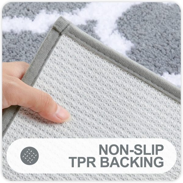 OLANLY Bathroom Rugs Set 2 Piece, Microfiber Bath Shower Mat and U-Shaped Toilet Rug, Machine Wash Dry, Non-Slip Absorbent Shaggy Bath Mats for Tub, Shower and Bathroom (24"x16"+24"x20", Grey) - Image 4